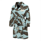 Eagle Pattern Print Design 01 Men's Bathrobe