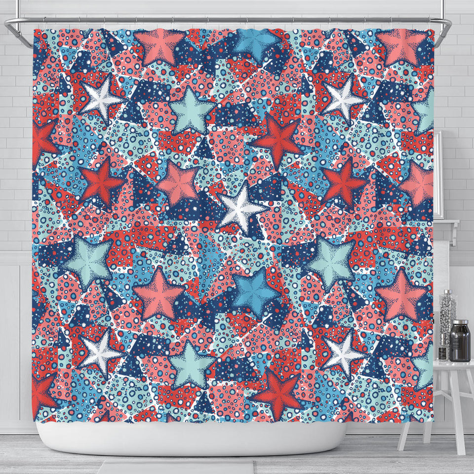 Hand Drawn Colorful Starfish Shower Curtain Fulfilled In US