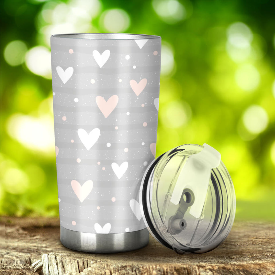 Heart Pattern Gray Background Tumbler