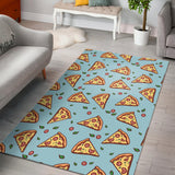 Hand Drawn Pizza Blue Background Area Rug