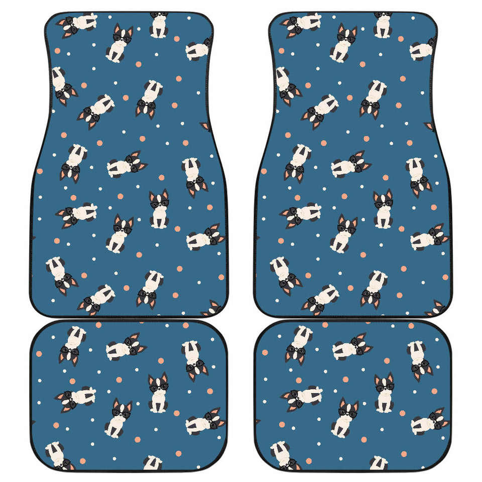 Cute Boston Terrier Dog Spattern Front And Back Car Mats