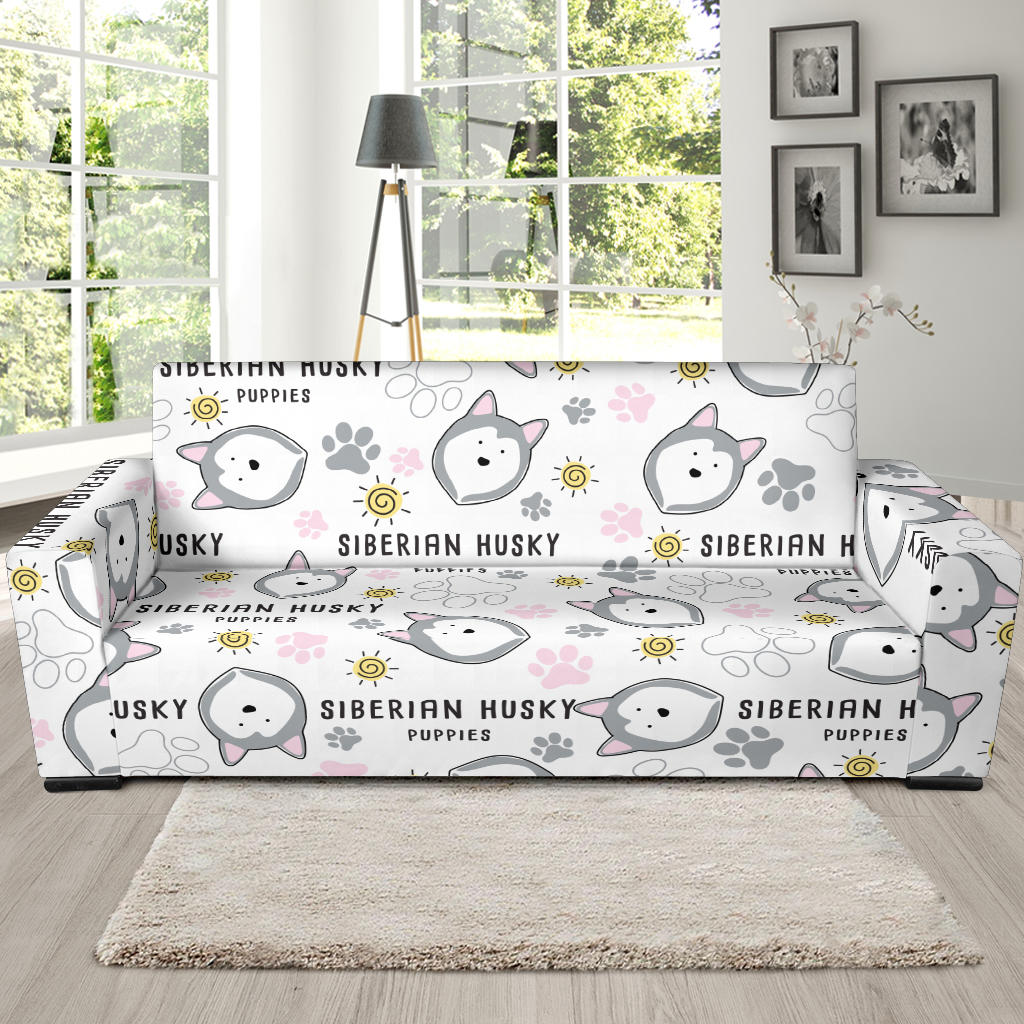 Siberian Husky Design Pattern Sofa Slipcover