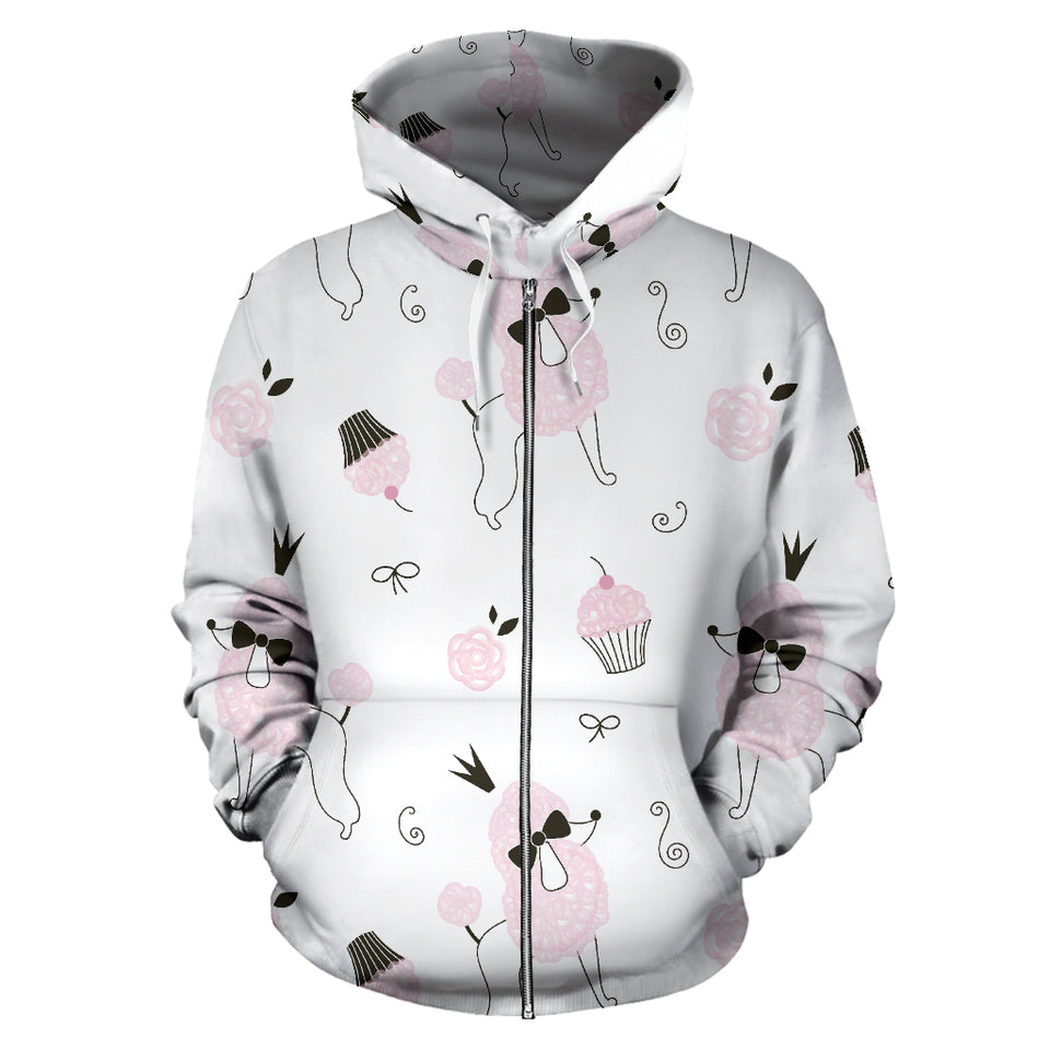 Poodle Dog Rose Cake Pattern Zip Up Hoodie