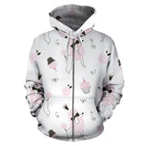 Poodle Dog Rose Cake Pattern Zip Up Hoodie