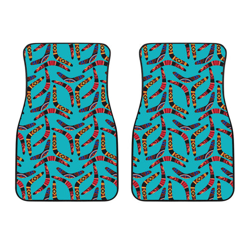 Boomerang Australian Aboriginal Ornament Blue Background  Front Car Mats