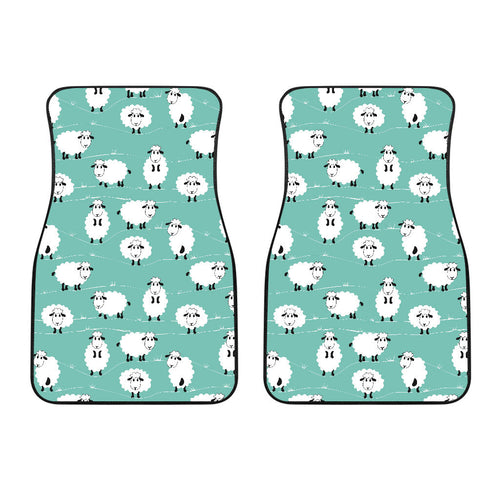 Cute Sheep Green Background Front Car Mats