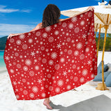 Snowflake Pattern Red Background Sarong