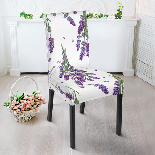 Lavender Flower Design Pattern Dining Chair Slipcover