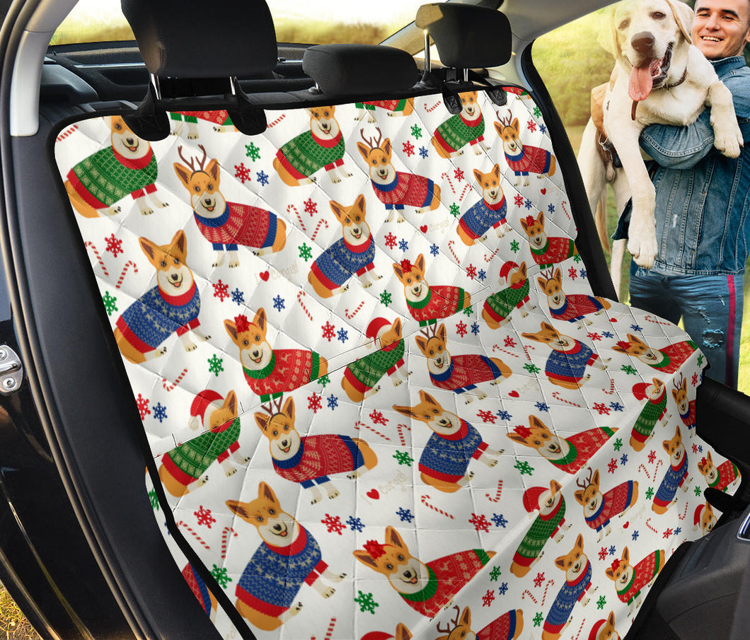 Corgi Christmas Pattern Dog Car Seat Covers