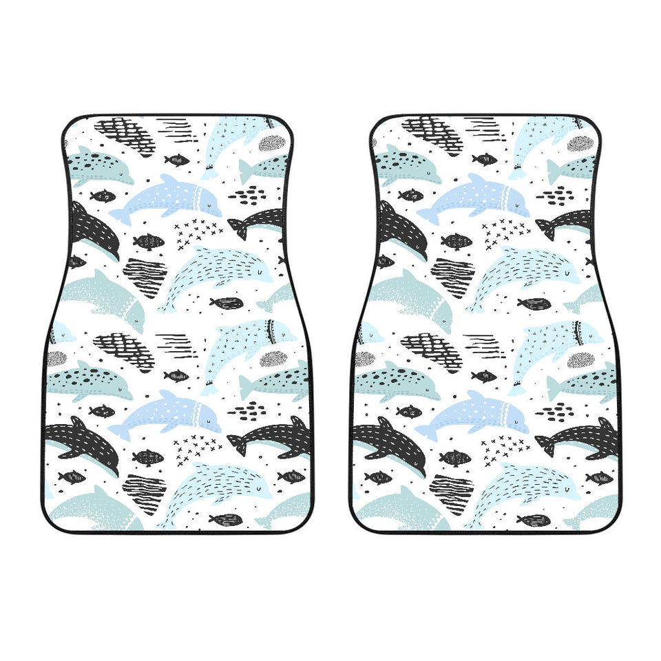 Cute Dolphins Childish Style Pattern Front Car Mats