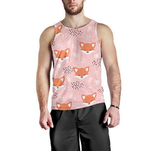Cute fox pattern pink background Men Tank Top