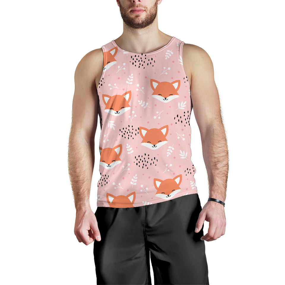 Cute fox pattern pink background Men Tank Top