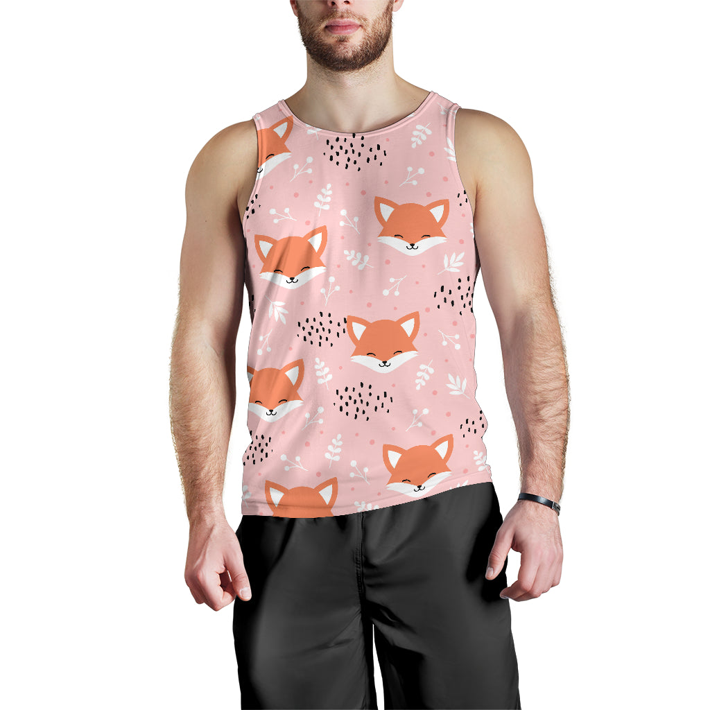 Cute fox pattern pink background Men Tank Top