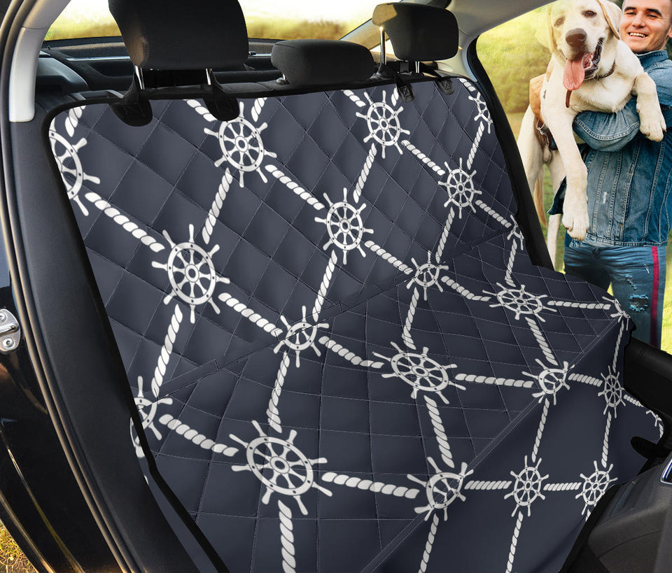Nautical Steering Wheel Rope Pattern Dog Car Seat Covers