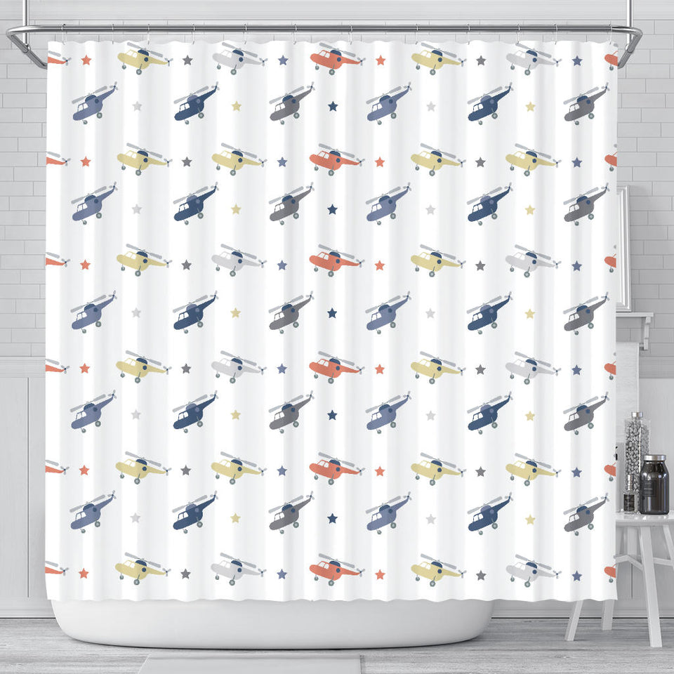 Cute Helicopter Star Pattern Shower Curtain Fulfilled In US