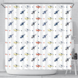 Cute Helicopter Star Pattern Shower Curtain Fulfilled In US