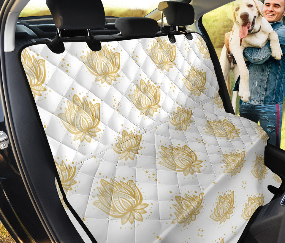 Gold Ornamental Lotue Waterlily Symbol Pattern Dog Car Seat Covers
