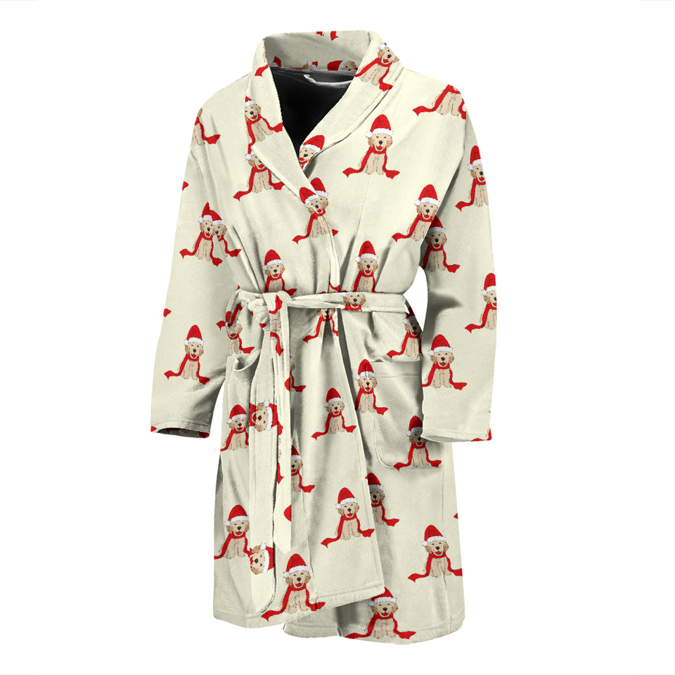 Golden Retriever Pattern Print Design 01 Men's Bathrobe