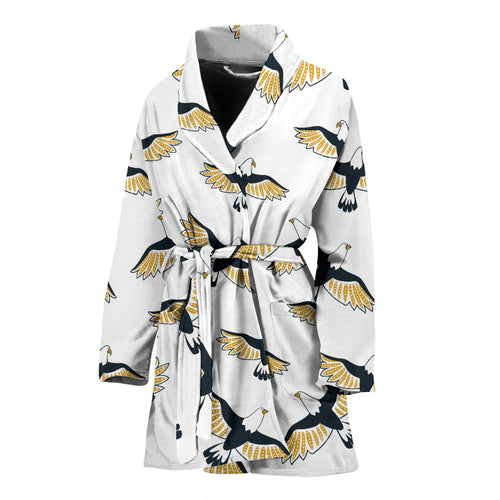 Eagle Pattern Print Design 03 Women's Bathrobe