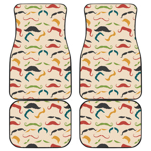 Mustache Beard Pattern Print Design 03 Front and Back Car Mats