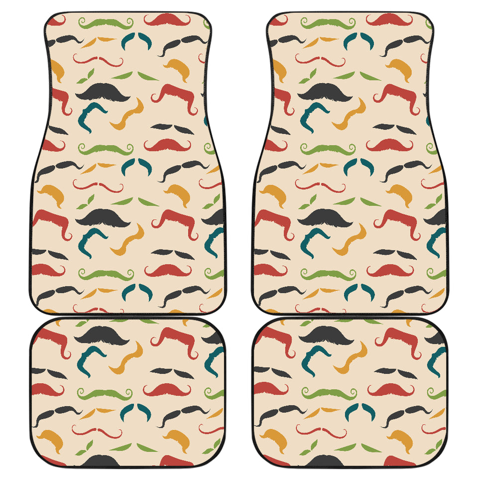 Mustache Beard Pattern Print Design 03 Front and Back Car Mats