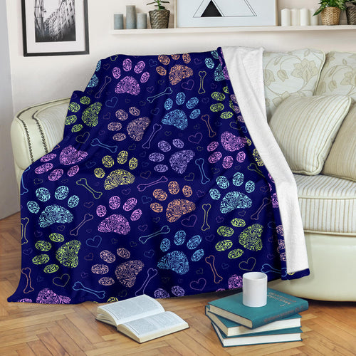 Dog Paws Pattern Print Design 02 Premium Blanket