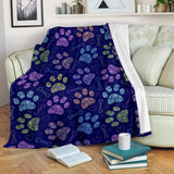 Dog Paws Pattern Print Design 02 Premium Blanket