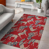 Zebra Abstract Red Background Area Rug