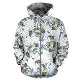 Peacock Feather Pattern Zip Up Hoodie