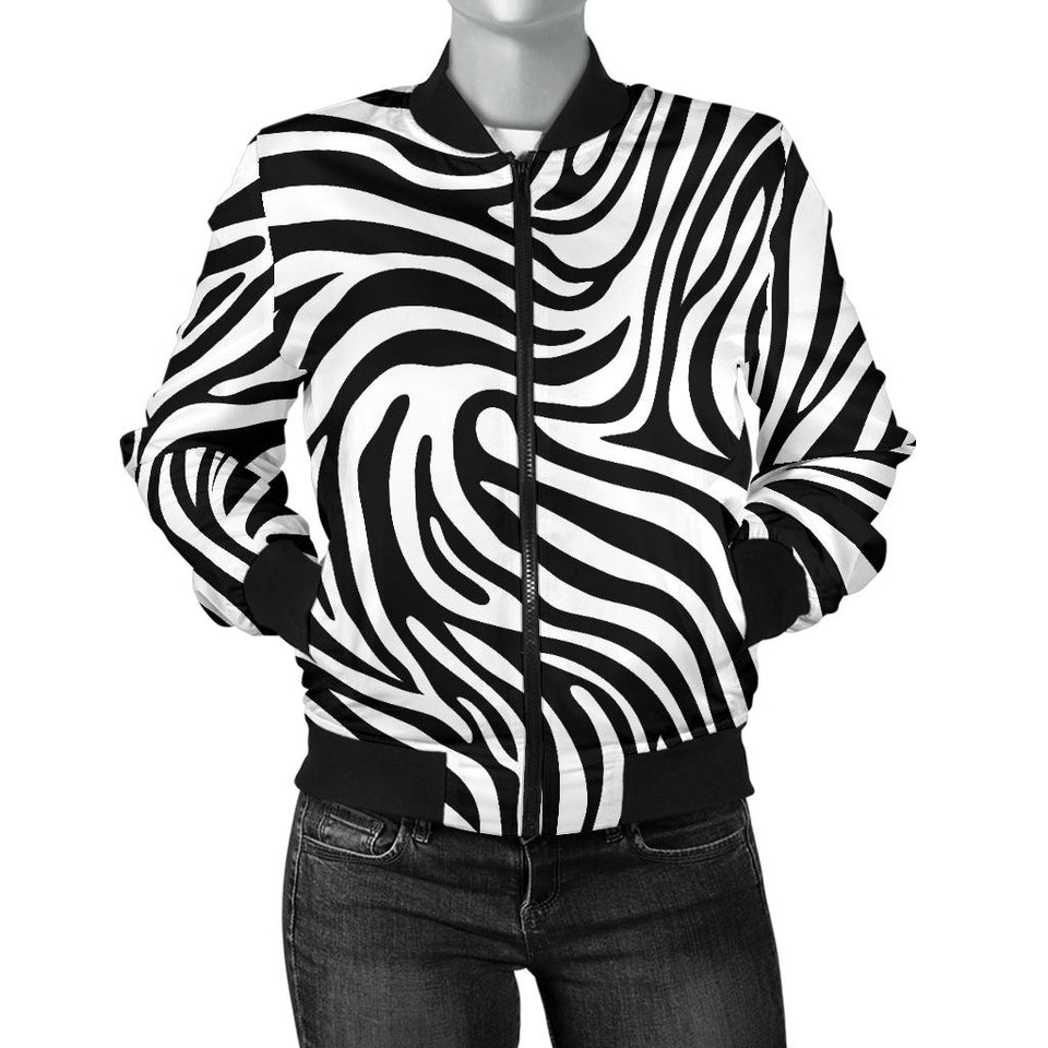 Zebra Skin Pattern Women'S Bomber Jacket