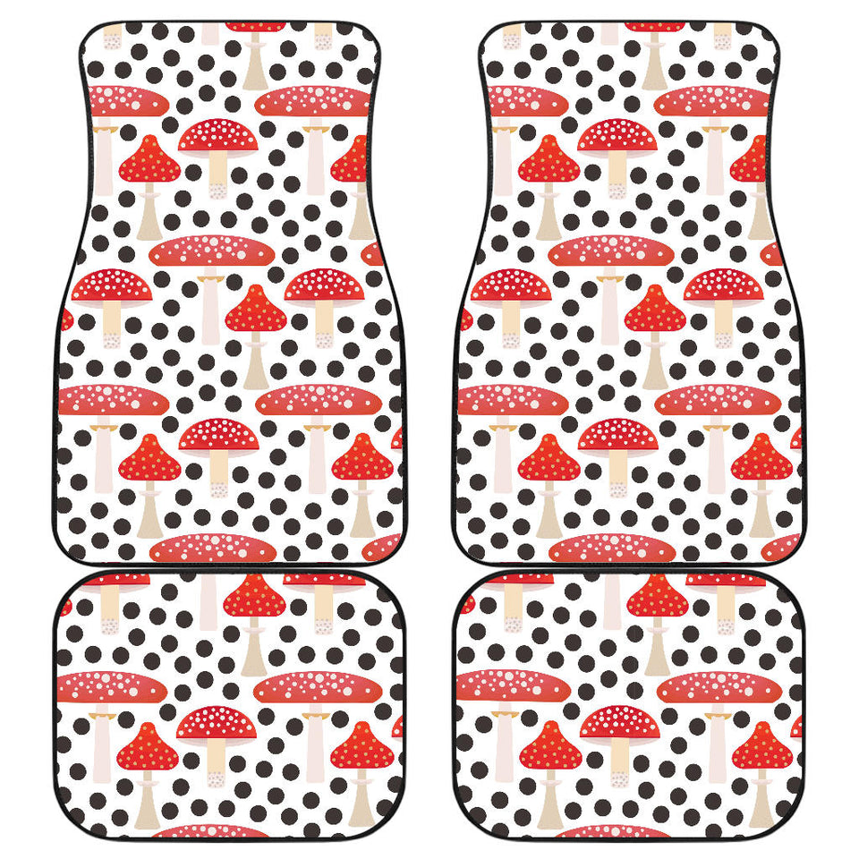 Red Mushroom Dot Pattern Front And Back Car Mats