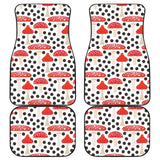 Red Mushroom Dot Pattern Front And Back Car Mats