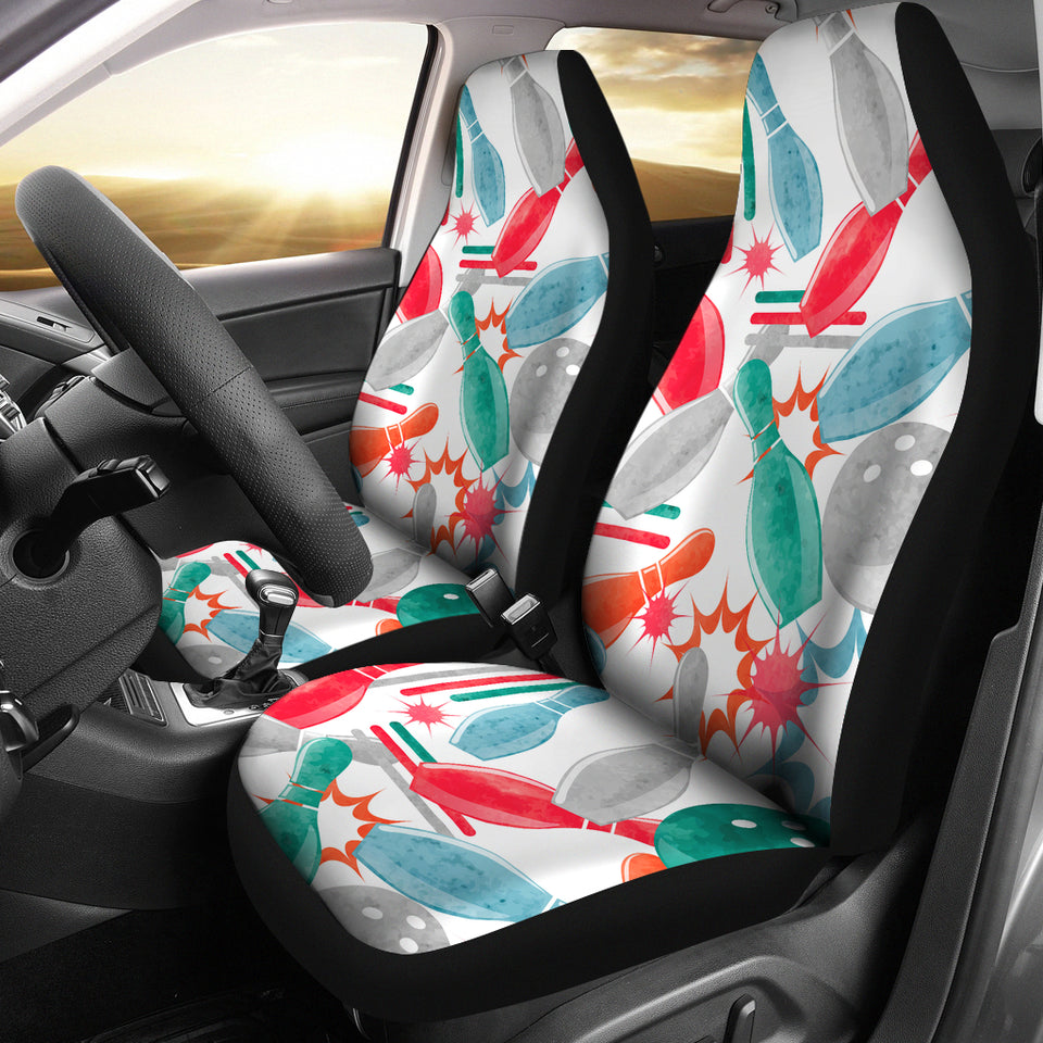 Watercolor Bowling Pattern  Universal Fit Car Seat Covers