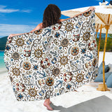 Cute Nautical Steering Wheel Anchor Pattern Sarong