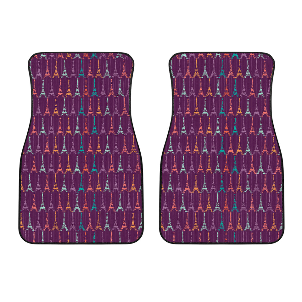 Eiffel Tower Pattern Print Design 05 Front Car Mats