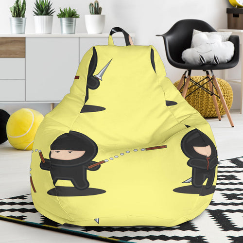 Cute Ninja Yellow Background Bean Bag Cover