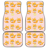 Cute Shiba Inu Dog Pattern  Front And Back Car Mats