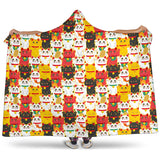 Colorful Maneki Neko Lucky Cat Pattern Hooded Blanket