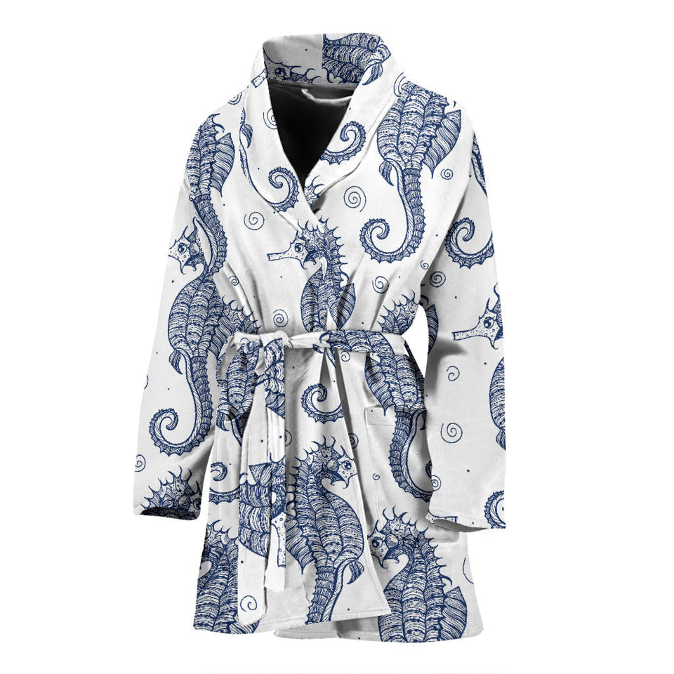 Seahorse Pattern Background Women'S Bathrobe