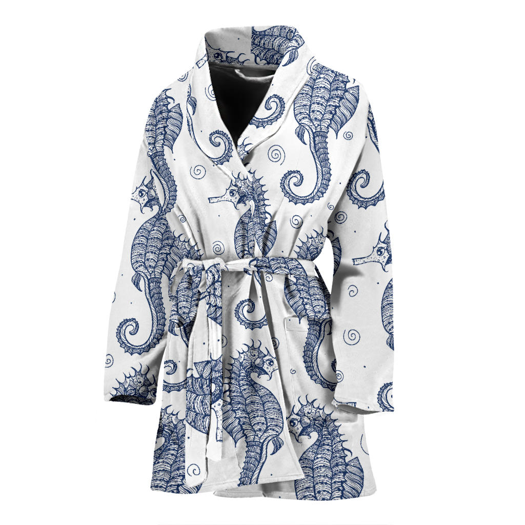 Seahorse Pattern Background Women'S Bathrobe