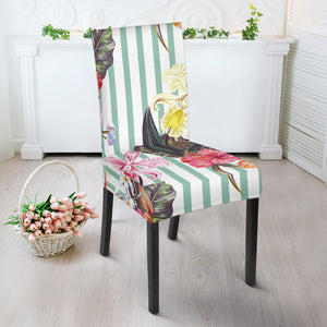 Colorful Orchid Flower Pattern Dining Chair Slipcover