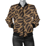 Coffee Bean On Brown Background Women'S Bomber Jacket