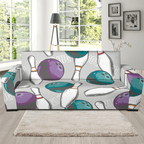 Bowling Ball And Pin Gray Background Sofa Slipcover