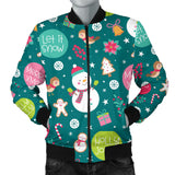 Snowman Bird Decorative Elements Christmas Pattern Men'S Bomber Jacket
