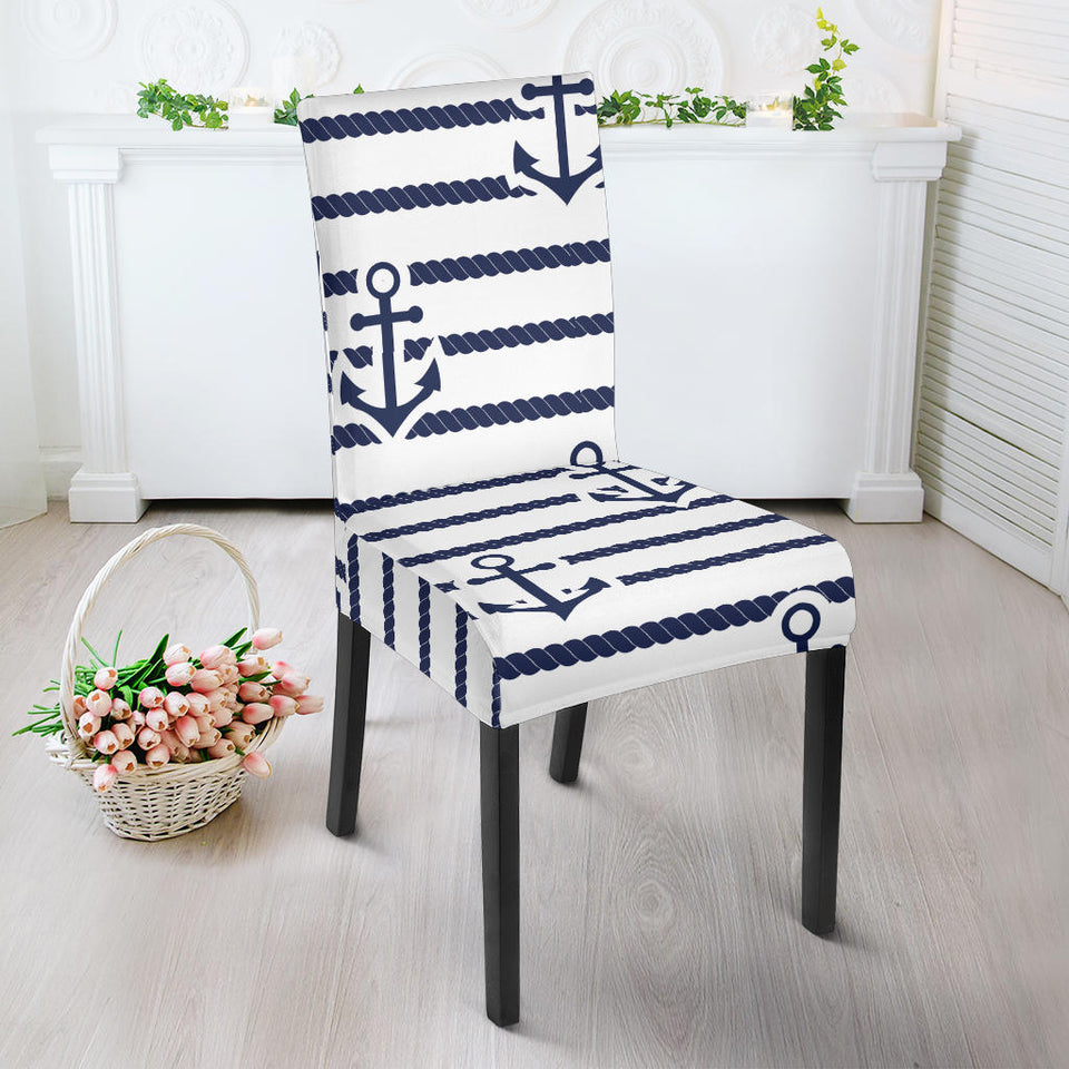 Anchor Rope Nautical  Pattern Dining Chair Slipcover