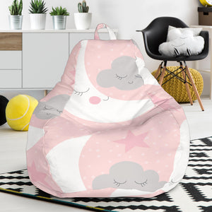 Cute Moon Cloud Star Pattern Pink Dot Background Bean Bag Cover