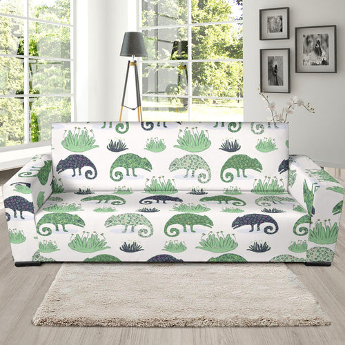 Chameleon Lizard Succulent Plant Pattern Sofa Slipcover