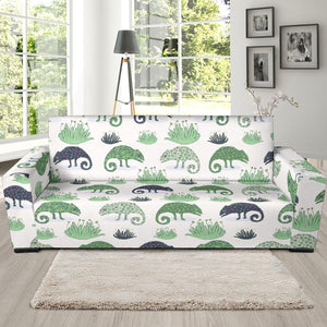 Chameleon Lizard Succulent Plant Pattern Sofa Slipcover
