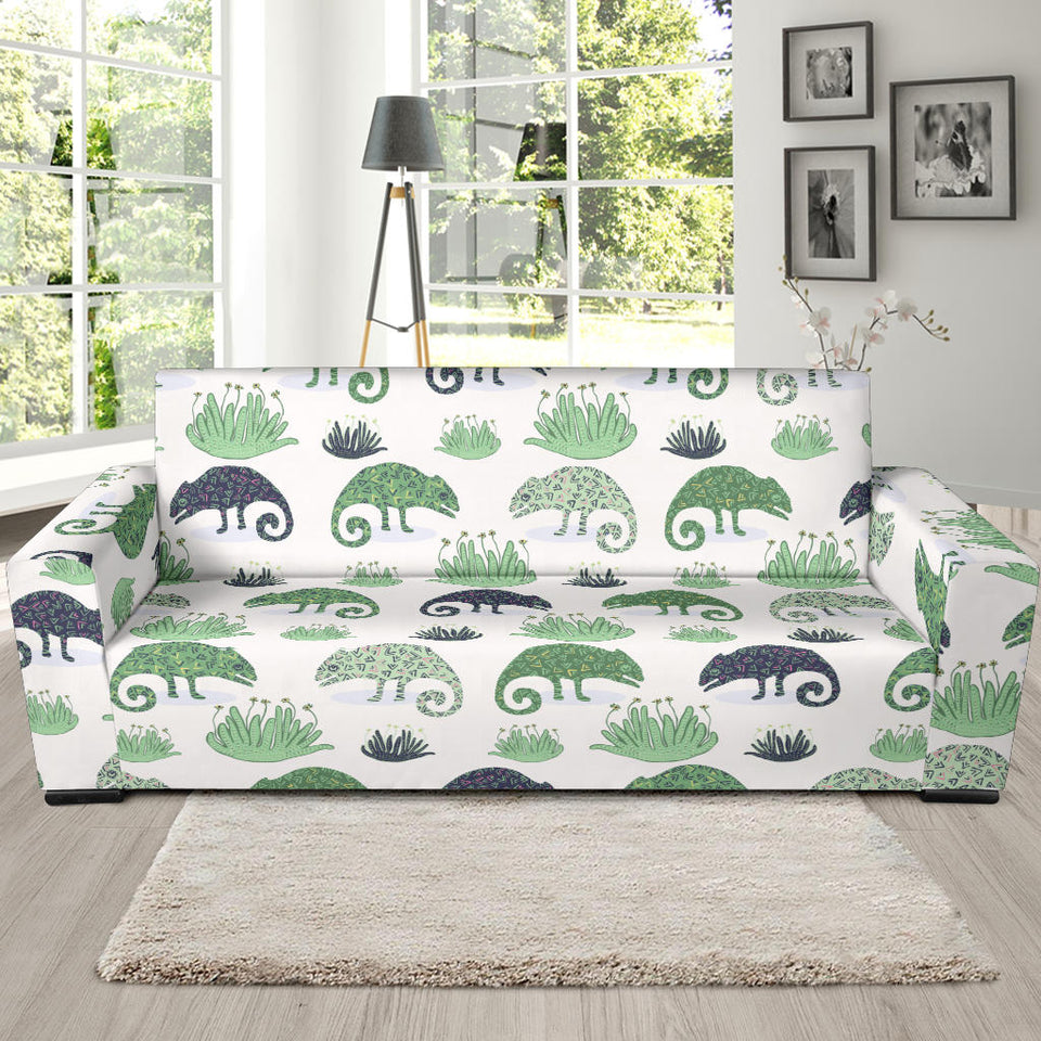 Chameleon Lizard Succulent Plant Pattern Sofa Slipcover