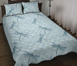 Dragonfly pattern blue background Quilt Bed Set